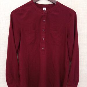 Old Navy Maroon Long Sleeve Button Down Top